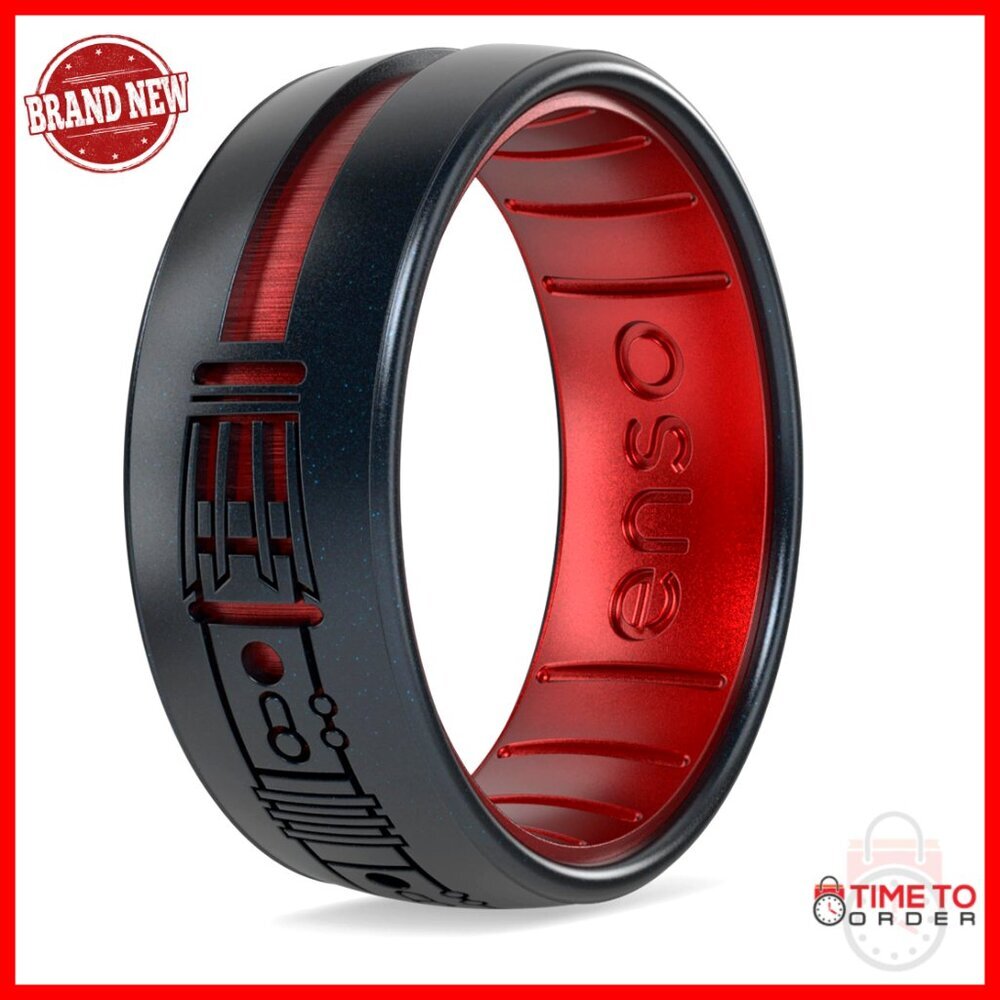 Silicone Ring Size 6, Dualtone Etched Design, Comfortable Safe Wedding Band